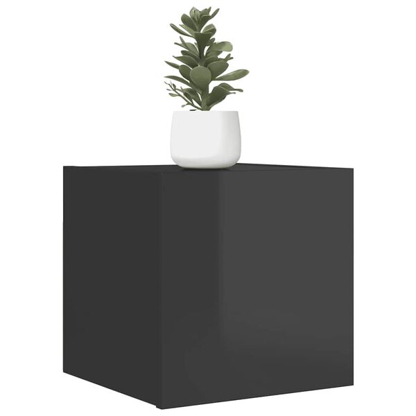 vidaXL Vegghengt TV-benk h&oslash;yglans gr&aring; 30,5x30x30 cm