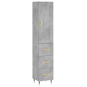 vidaXL Highboard betonggr&aring; 34,5x34x180 cm konstruert tre