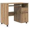vidaXL Skrivebord med hjul Artisan Eik Konstruert tre 91 x 50 x 77 cm
