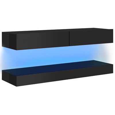 vidaXL TV-benk med LED-lys høyglans svart 120x35 cm