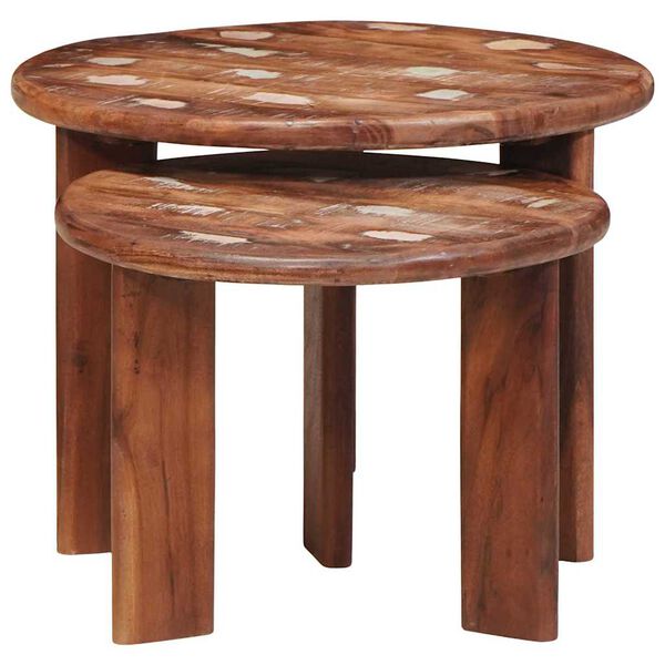 vidaXL Nestende Kaffebord 2 pcs Flerfarget Massiv gjenbrukt treverk