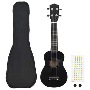 vidaXL Sopran-ukulele sett med veske for barn svart 21