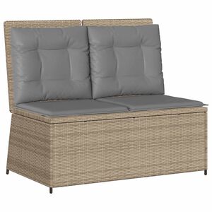 vidaXL Hagebenk med pute Beige Poly rattan