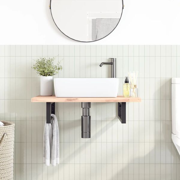 vidaXL Hyllebraketter for servant 2 stk svart rektangul&aelig;rt st&aring;l