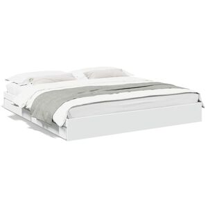 vidaXL Sengeramme med skuffer hvit 180x200 cm konstruert tre