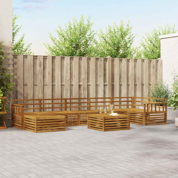 vidaXL Sofasett 8 pcs Naturlig Solid akasietre