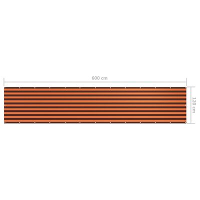 vidaXL Balkongskjerm oransje og brun 120x600 cm oxfordstoff