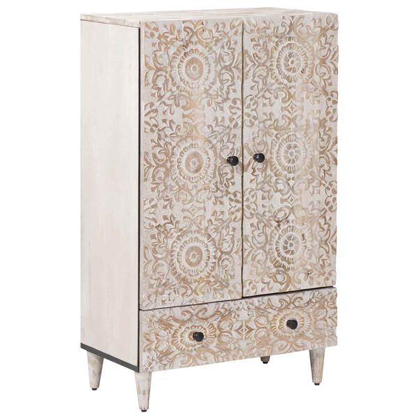 vidaXL H&oslash;yt brett med skuff Hvit 60 x 33,5 x 100 cm Massiv mango tre