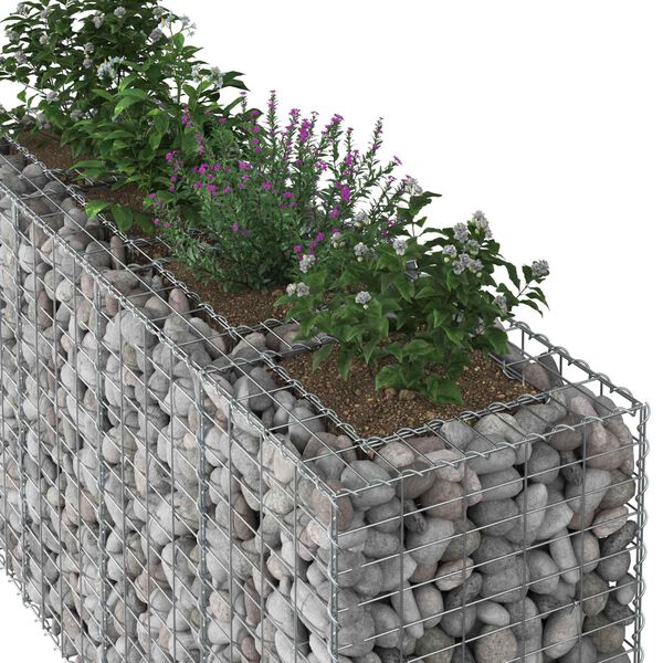 vidaXL Gabion hevet seng s&oslash;lv 170 x 50 x 80 cm Galvanisert St&aring;l