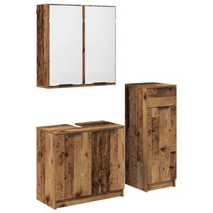 vidaXL Baderomsinnredningssett 3 stk. Gammelt tre 64,5 x 33,5 x 59 cm