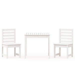 vidaXL Hagebistrosett hvit 3 deler heltre furu