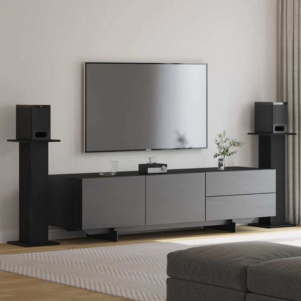 vidaXL Høyttalerstativer 2 pcs Svart Eik 30 x 30 x 80 cm