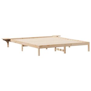 vidaXL Sengestamme med Sidebord Naturlig 200 x 220 cm Massiv furu