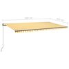 vidaXL Automatisk markise med vindsensor og LED 600x300 cm gul/hvit