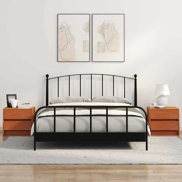 vidaXL Nattbord med skuff 2 pcs Vokset Brun 40 x 30.5 x 35.5 cm Furu