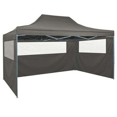 vidaXL Sammenleggbart telt med 3 vegger 3x4,5 m antrasitt