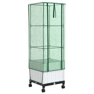 vidaXL Hageplantekasse med drivhusdeksel og hjul Hvit 40 x 40 x 145 cm