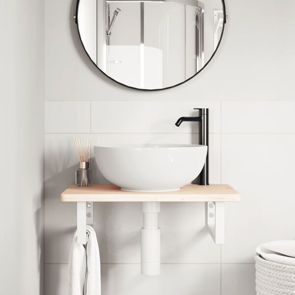 vidaXL Servanthylle veggmontert stål og heltre eik