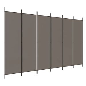 vidaXL Romdeler med 6 paneler antrasitt 300x200 cm stoff