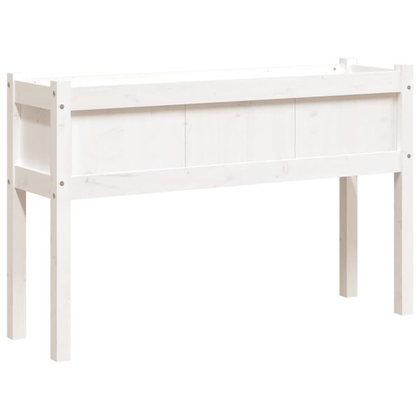 vidaXL Plantekasse med ben hvit 110x31x70 cm heltre furu