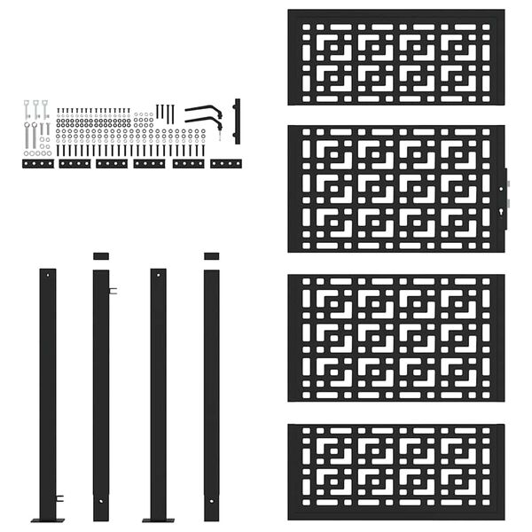 vidaXL Hageport svart 100x175 cm stålkorsdesign