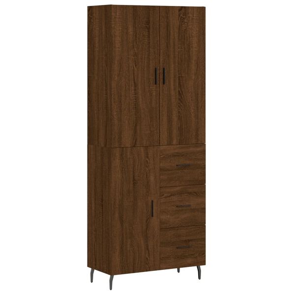 vidaXL Highboard brun eik 69,5x34x180 cm konstruert tre