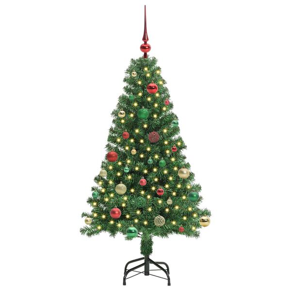 vidaXL Kunstig juletre med 150 LED gr&oslash;nn 150 cm PVC og St&aring;l og Plast