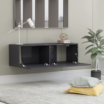 vidaXL TV-benk høyglans grå 100x30x30 cm sponplate