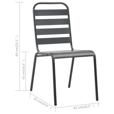 vidaXL Stablestoler 2 stk stål grå
