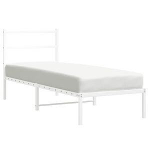 vidaXL Sengeramme i metall med hodegavl hvit 80x200 cm