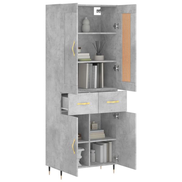 vidaXL Highboard betonggr&aring; 69,5x34x180 cm konstruert tre