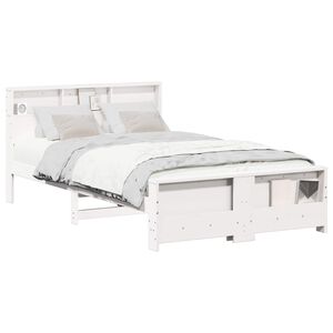 vidaXL Sengestamme med hylle Hvit 120 x 200 cm Massiv furu