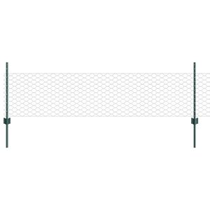 vidaXL Sekskantet gjerde med post 25 x 0,5 m PVC-belagt st&aring;l Gr&oslash;nn