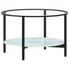 vidaXL Tebord svart og hvit marmor 70 cm herdet glass