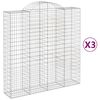 vidaXL Gabionkurver buede 3 stk 200x50x200/220 cm galvanisert jern