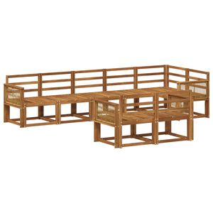 vidaXL Utend&oslash;rs sofa-sett 8 pcs Naturlig Solid akasietre