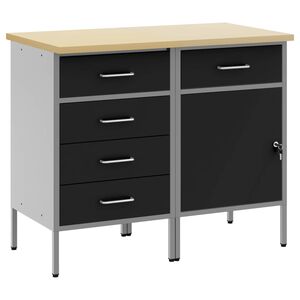 vidaXL Arbeidsskap med skuff 2 stk. Svart og Gr&aring; 100 x 55 x 85 cm