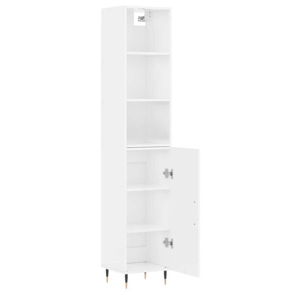vidaXL Highboard h&oslash;yglans hvit 34,5x34x180 cm konstruert tre