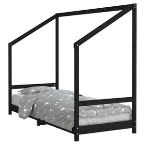 vidaXL Barnesengeramme svart 80x200 cm heltre furu