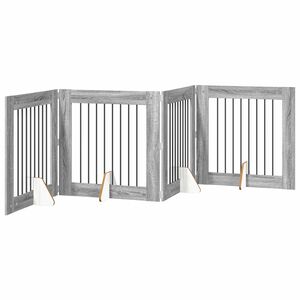 vidaXL Foldbar hundegitter med stativer 4 pcs Gr&aring; sonoma 321 cm