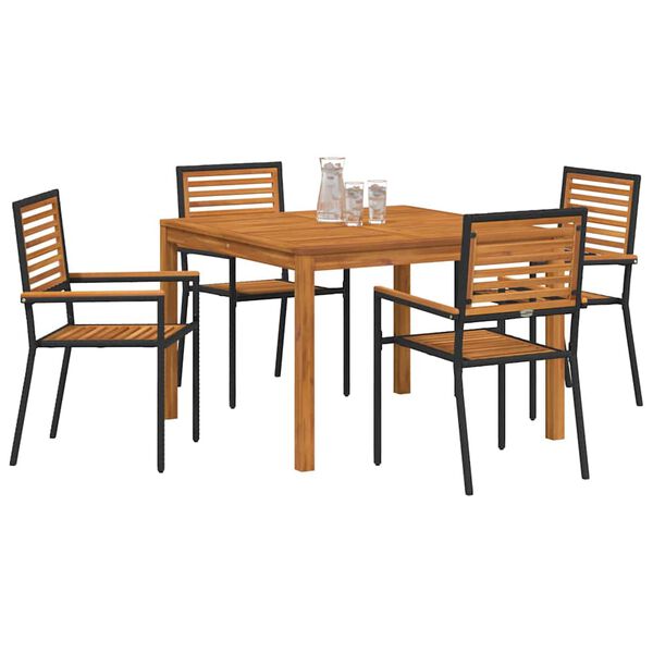 vidaXL Hage Spisegruppe 5 pcs Svart Poly rattan