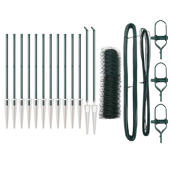 vidaXL Gjerde med innlegg. grønn 0.5 x 25 m PVC-belagt stål