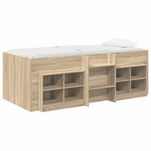 vidaXL Loft Seng Ramme med Skap 3 stk. Sonoma eik Konstruert tre