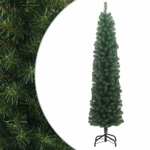 vidaXL Slankt kunstig juletre med stativ gr&oslash;nn 240 cm PVC