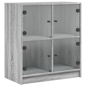 vidaXL Veggskap med glassd&oslash;rer gr&aring; sonoma 68x37x75,5 cm