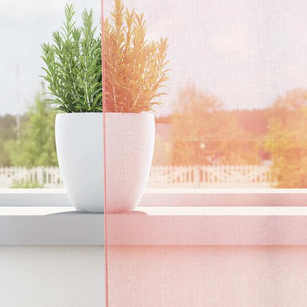 vidaXL Voile gardiner med stanglommer 2 stk rosa