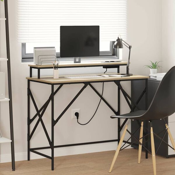 vidaXL Skrivebord Sonoma eik 100 x 50 x 86,5 cm Konstruert tre