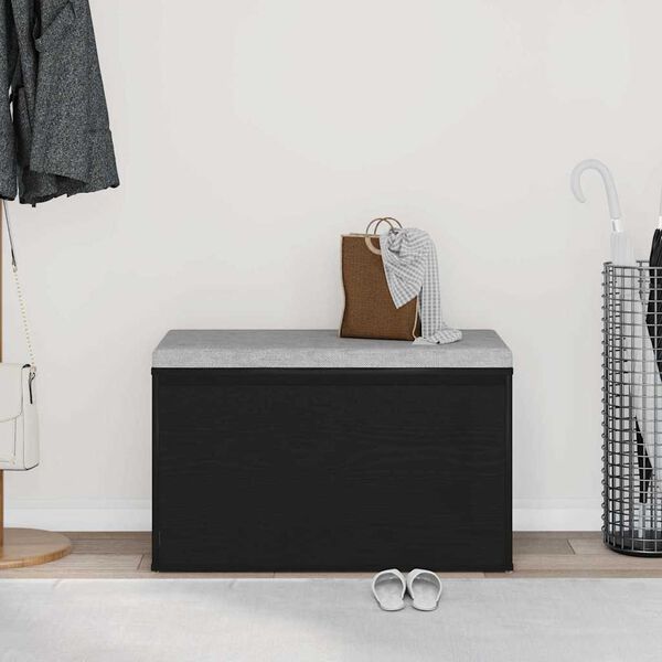 vidaXL Gangbenk med skuff Svart Eik 80 x 40 x 45 cm Konstruert tre