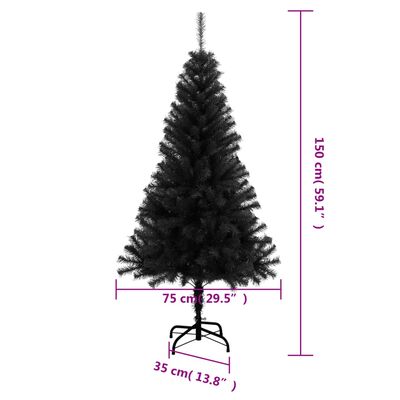 vidaXL Kunstig juletre med stativ svart 150 cm PVC