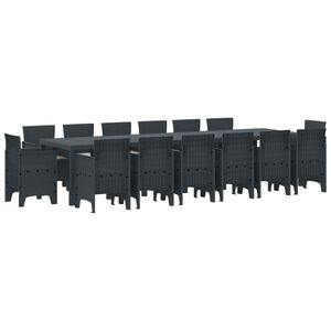 vidaXL Hage Spisegruppe 15 stk. Antrasitt Polt rattan